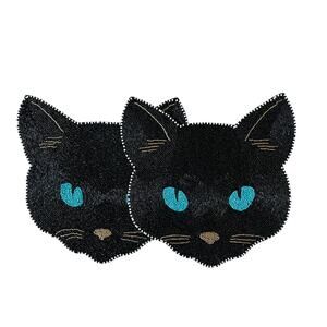 2pc Halloween BLACK CAT Beaded Placemat Charger 14" Christian Lacroix Spooky New
